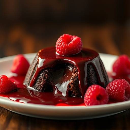 Chocolate Lava Cake with Raspberry Coulis