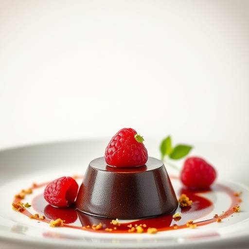 Image of Antoine Dubois's signature dish: Chocolate Fondant with Raspberry Sorbet and Pistachio Crumble