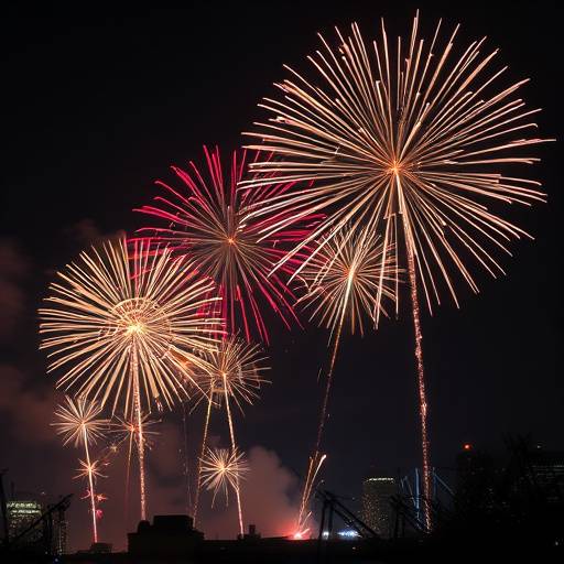 New Year's Eve celebration with fireworks in the background